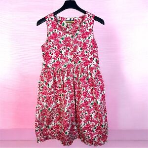 Bryn Connelly Womens Floral Dress M Red Pink Cherry Blossom‎ Half Button Vintage